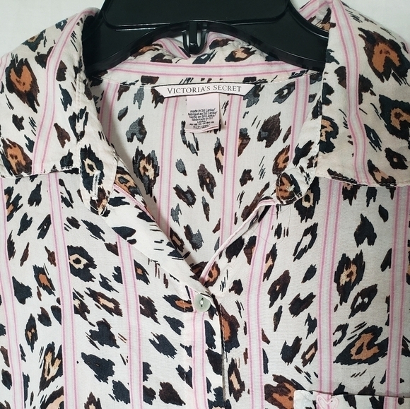 Victoria's Secret Pink Multicolored Leopard Print Sleep Shirt Sz S - Picture 5 of 9